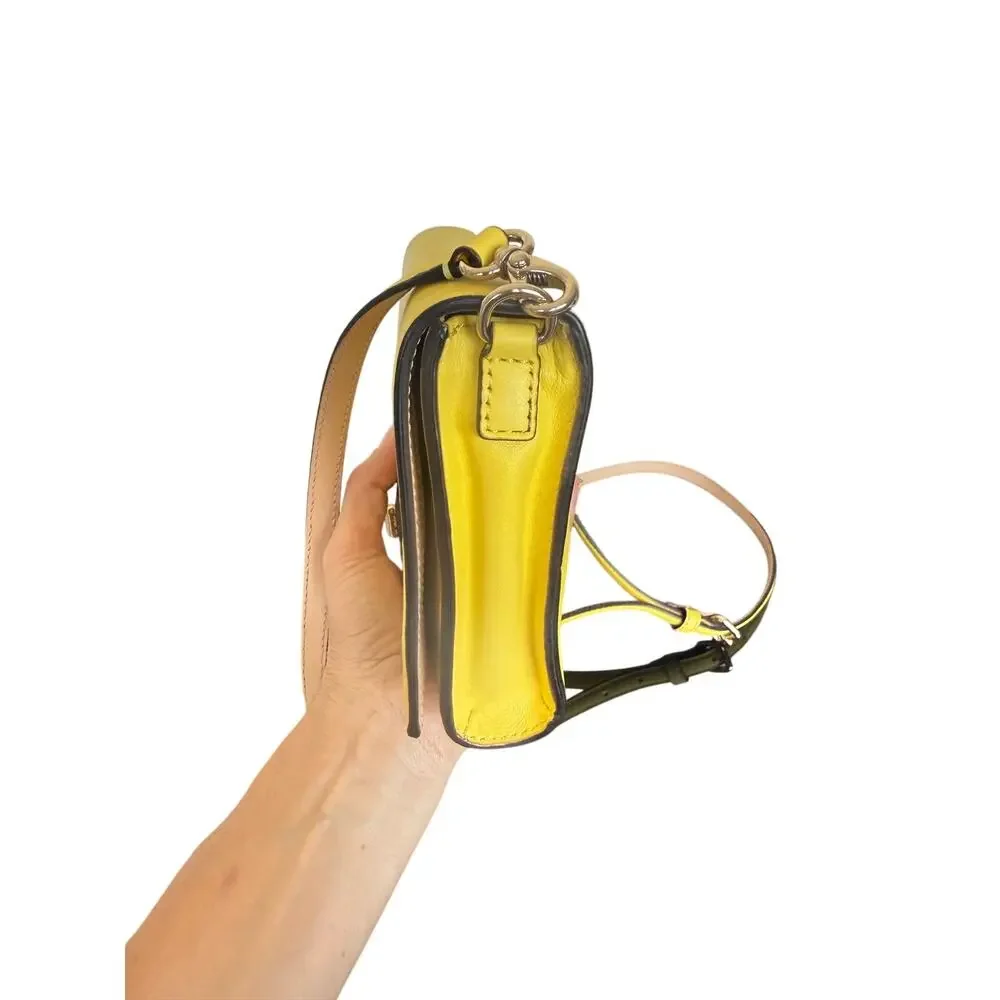 Kate Spade New York Yellow Leather Turn Lock Crossbody Bag